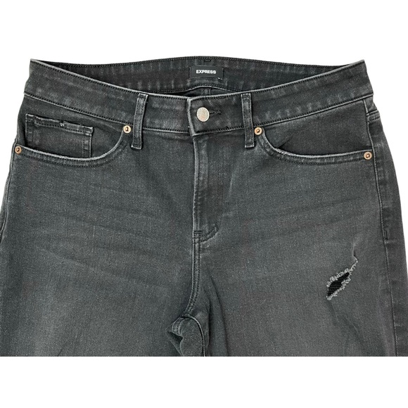 Express Boyfriend Mid Rise Ankle Jeans Distressed Size 10 - Picture 3 of 11